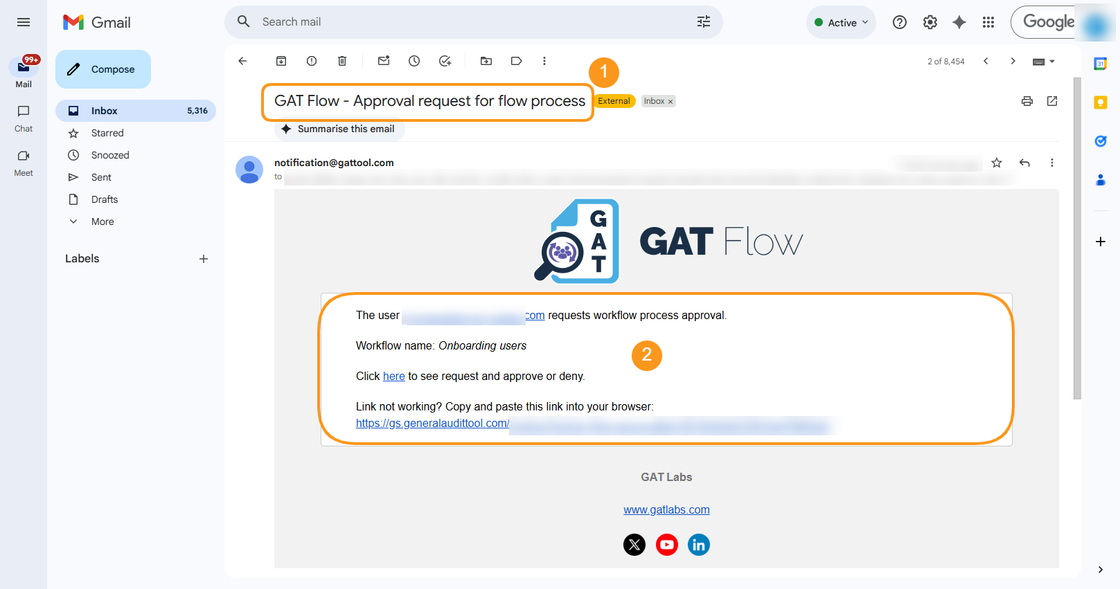 An automatically generated email is sent to the Security Officer requesting the workflow review.