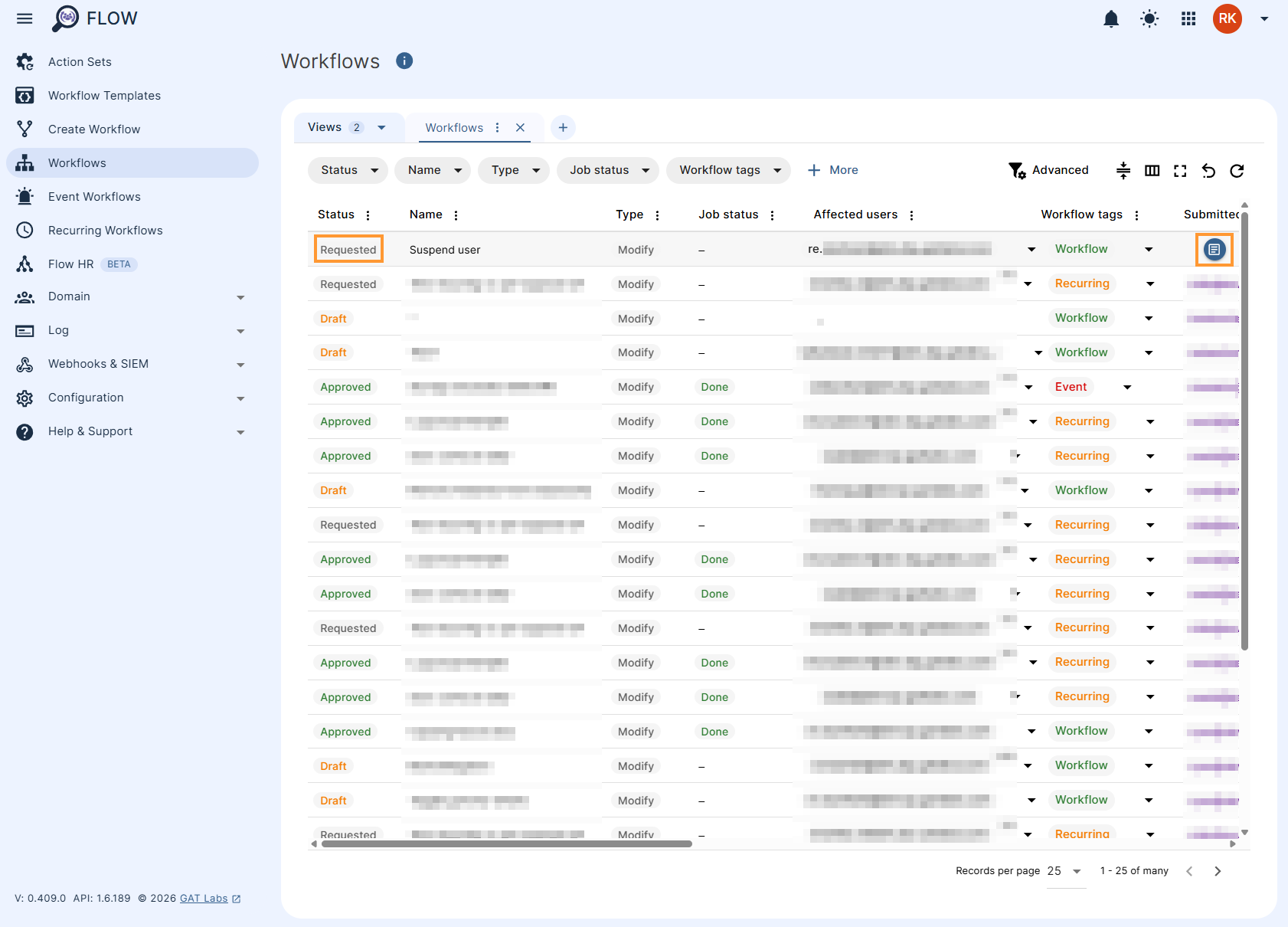Workflow 'requested' awaiting security officer approval