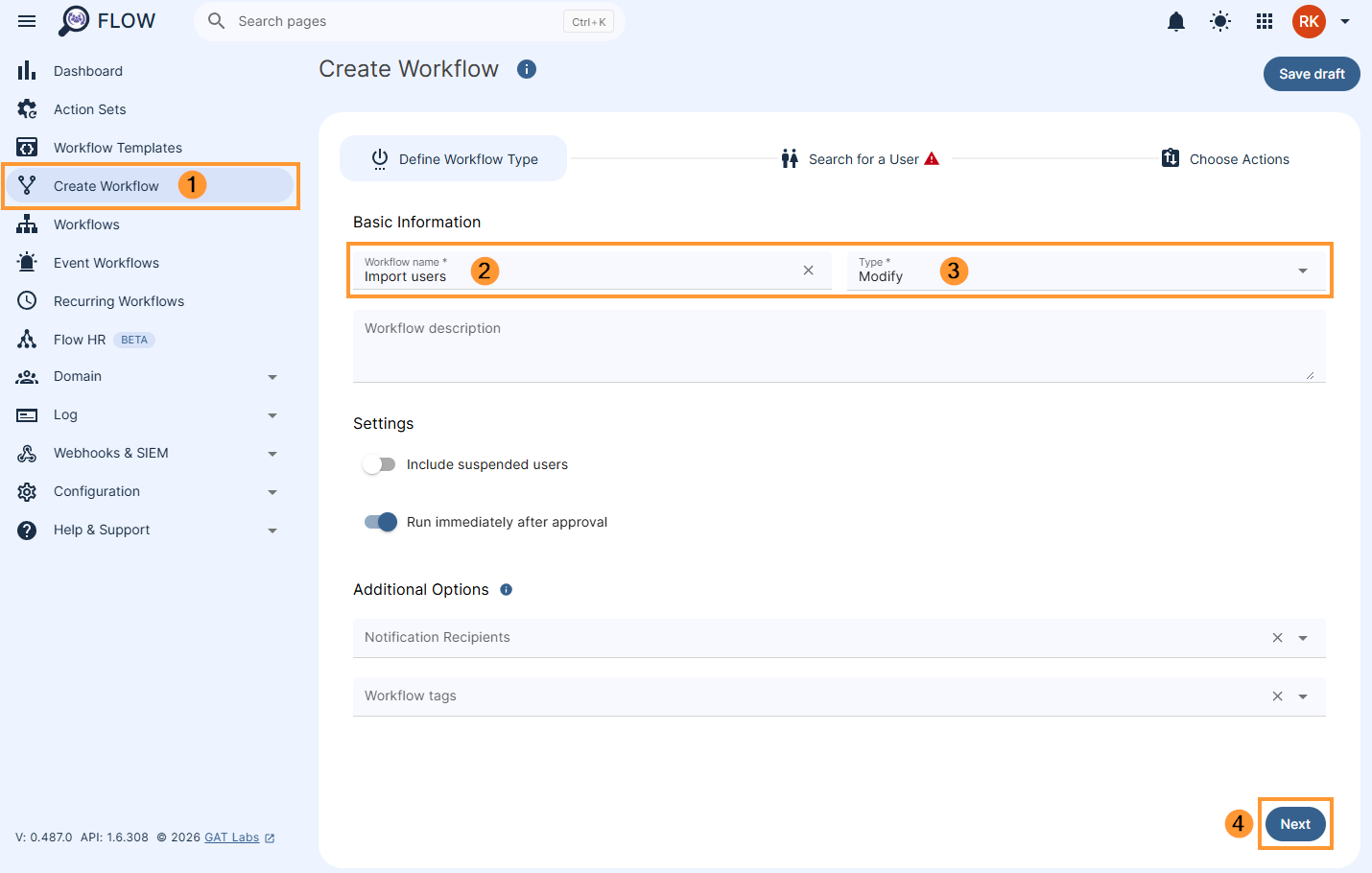 Creating an 'import users' workflow