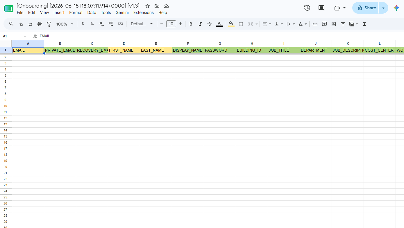 Import users onboarding workflow template