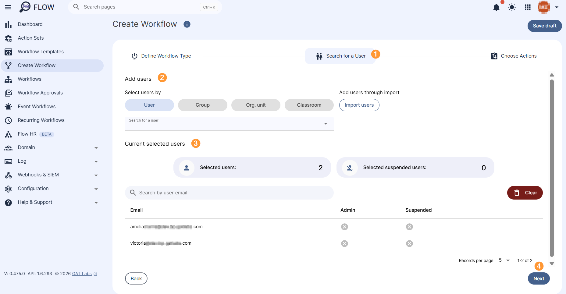 Adding users, groups or OU to the workflow