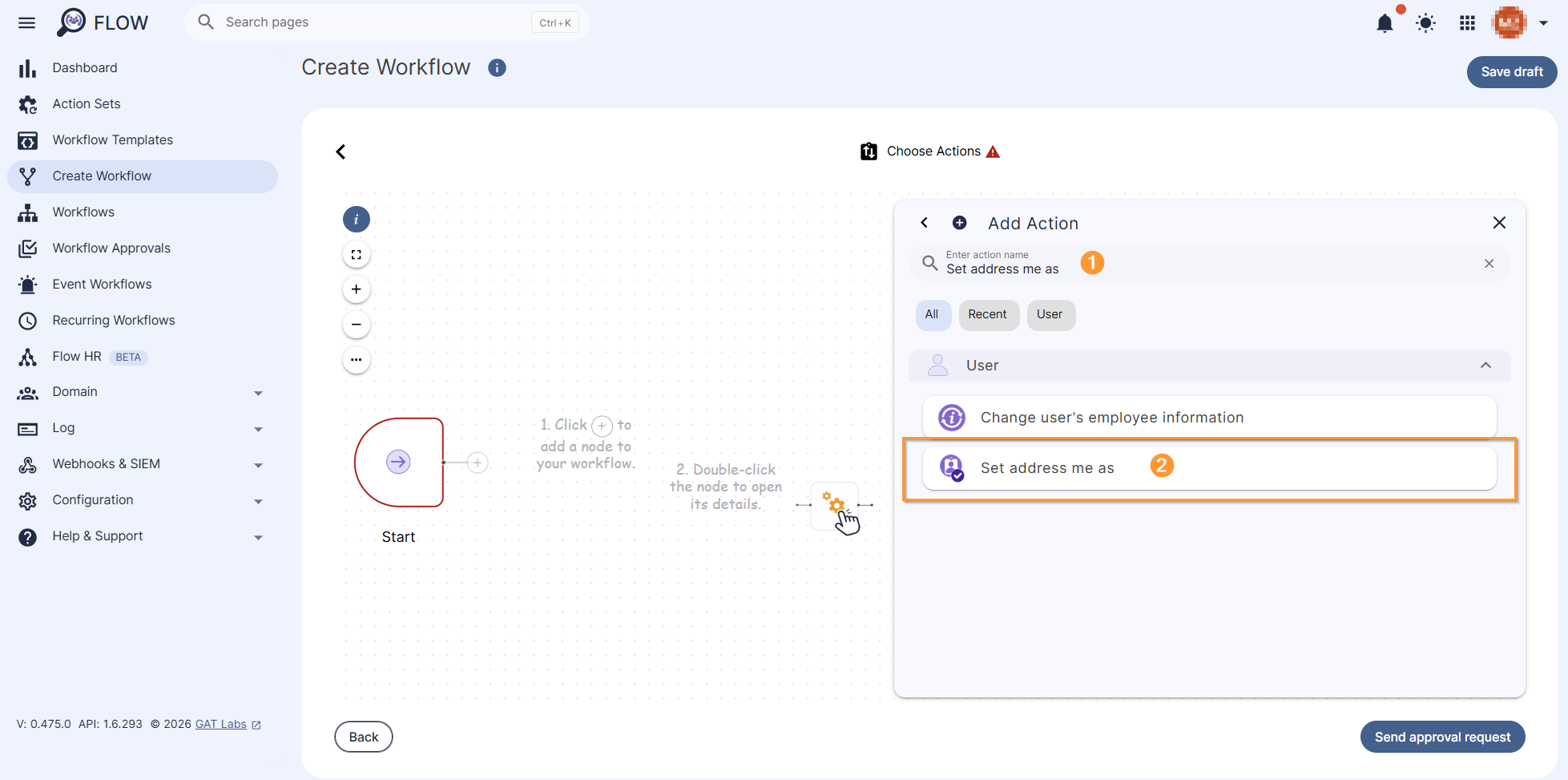 Search and select "Set address me as" option from action item menu.