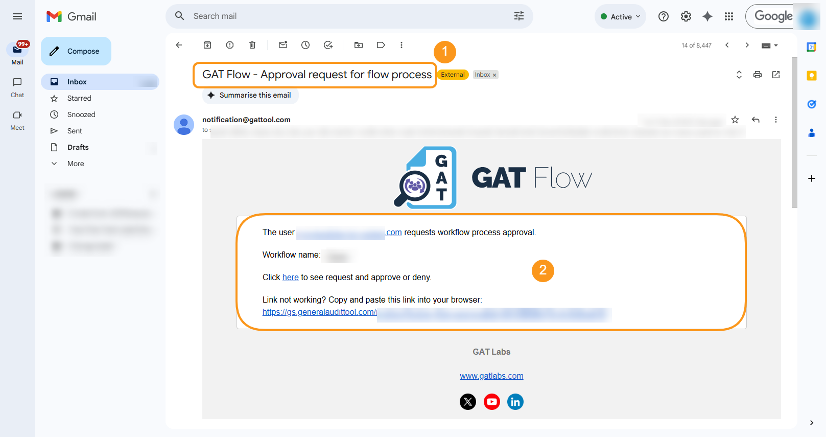 Automatic message received by Security Officer requesting to verify the workflow.