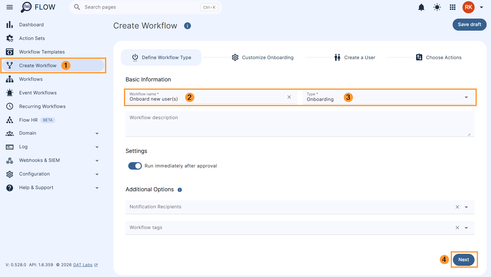 Creating an onboarding workflow