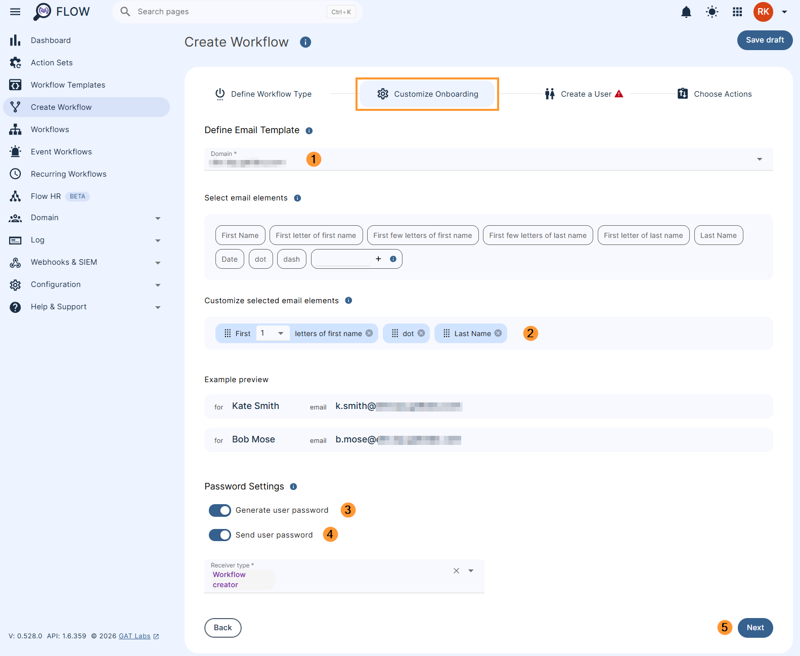 Customize Onboarding section of a workflow