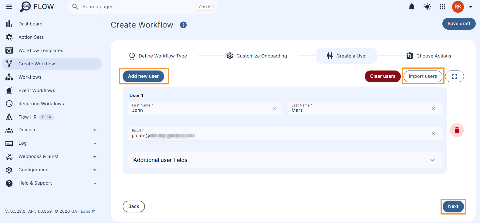 Adding a new user to a workflow