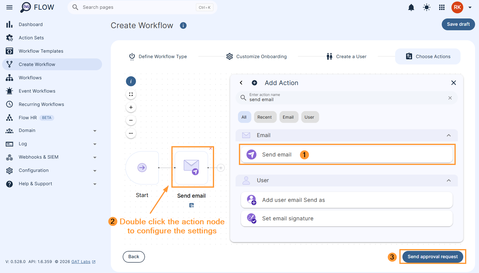 Adding the 'Send email' action to an onboarding workflow