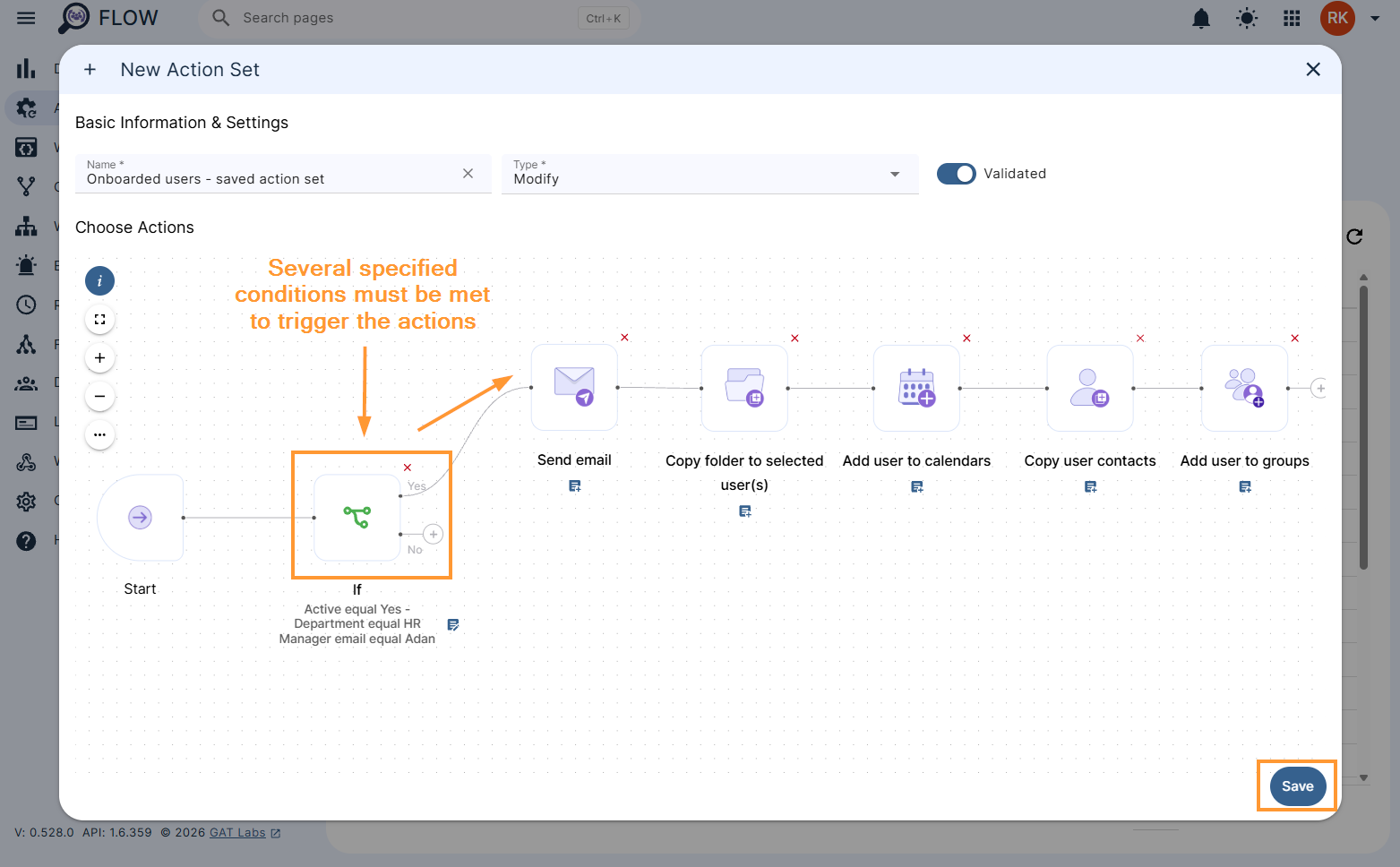 Desired workflow structure in flow
