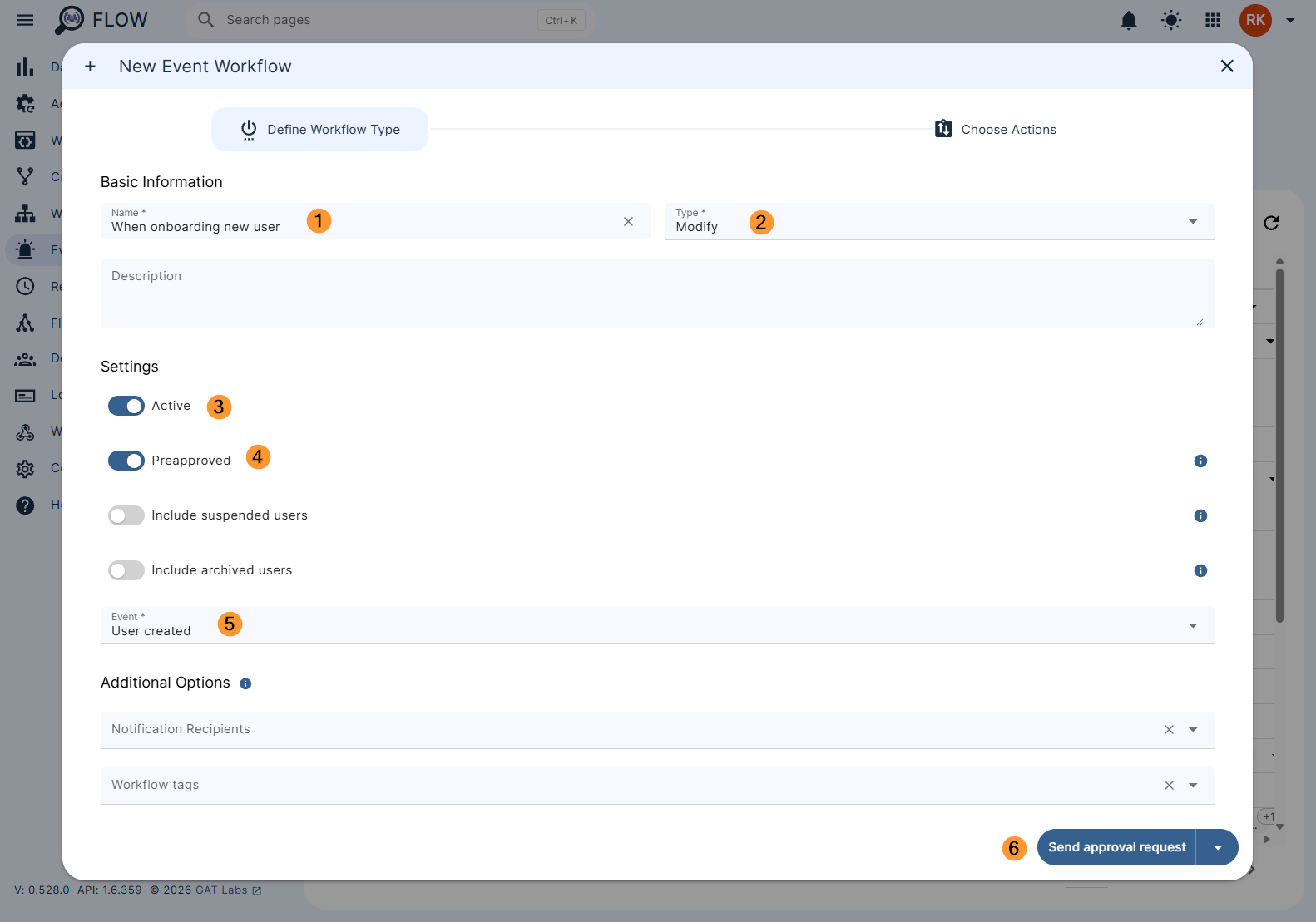 Creating a new event workflow that triggers when user's are created