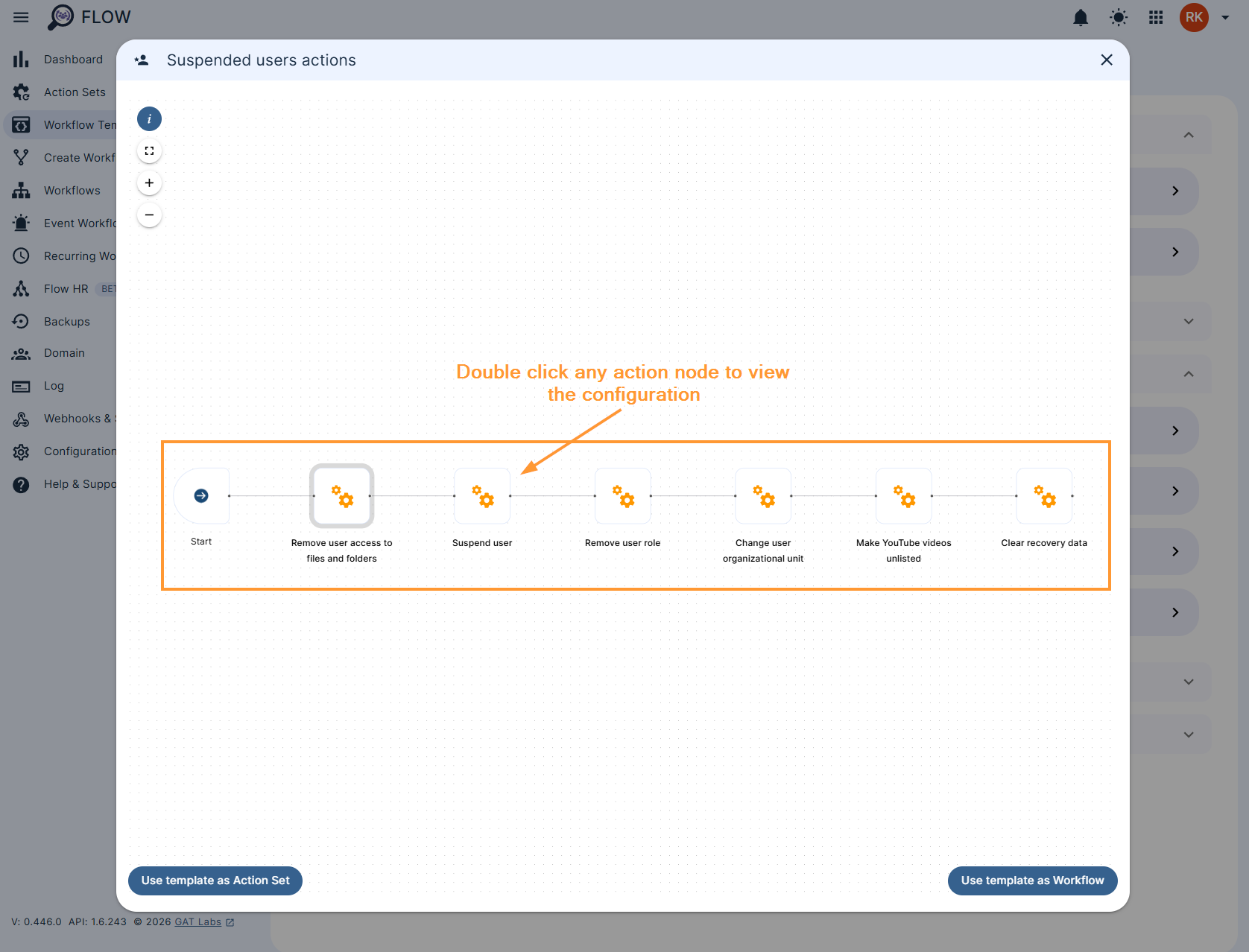 Step 2. Choosing the set of actions