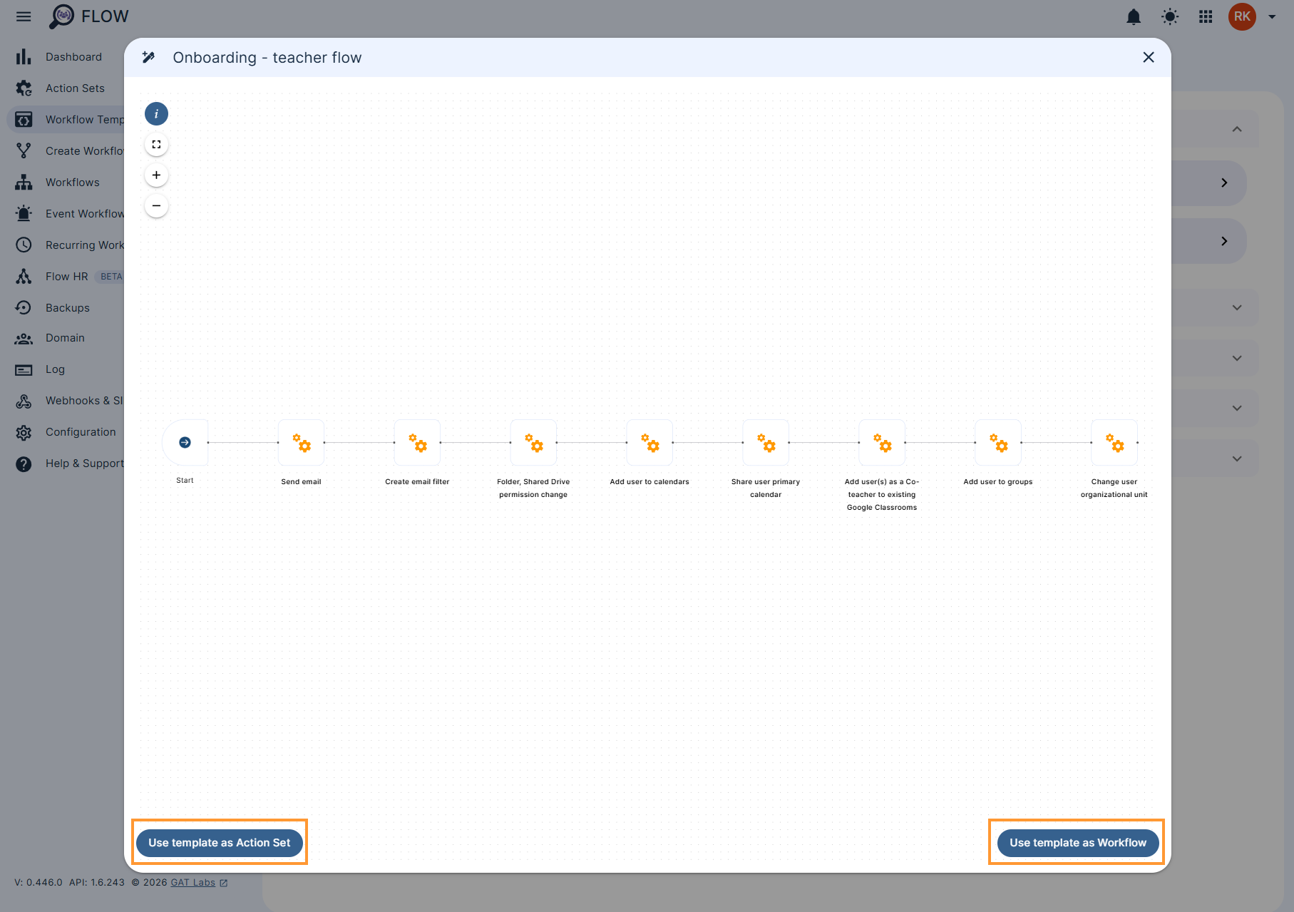Step 3. Use template as Action Set or as Workflow