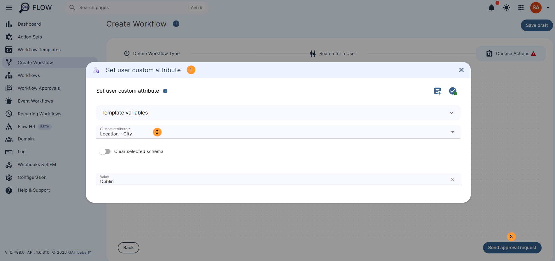 double click on the action and in the pop up window select the action and variable to use as custom attribute
