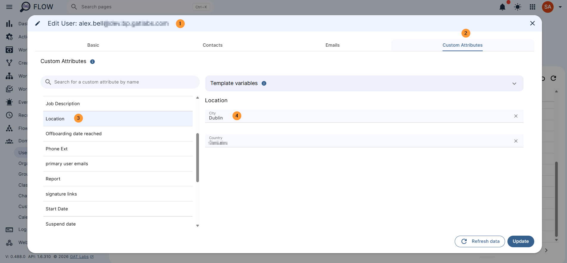 To get there, the Admin needs to navigate to GAT Flow > Domain > Users >, search for the user in question, hover over, and on the right side, click on the Pen icon to Update 