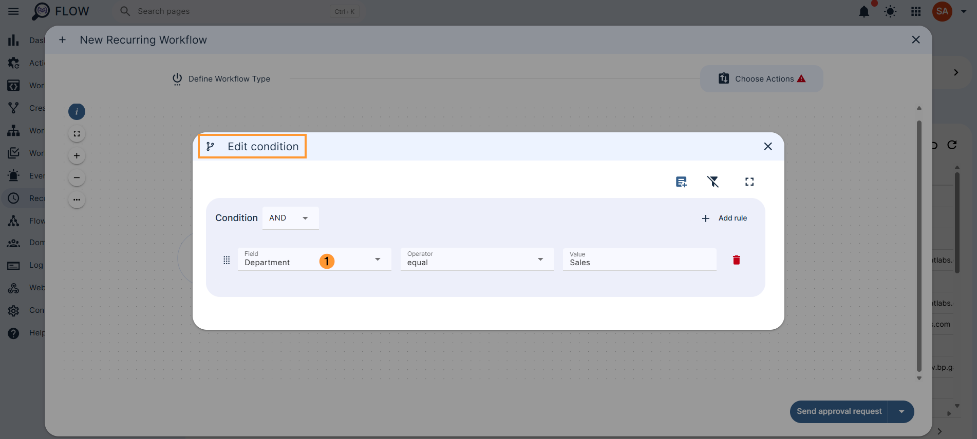 Double click on the condition and fill in the info.