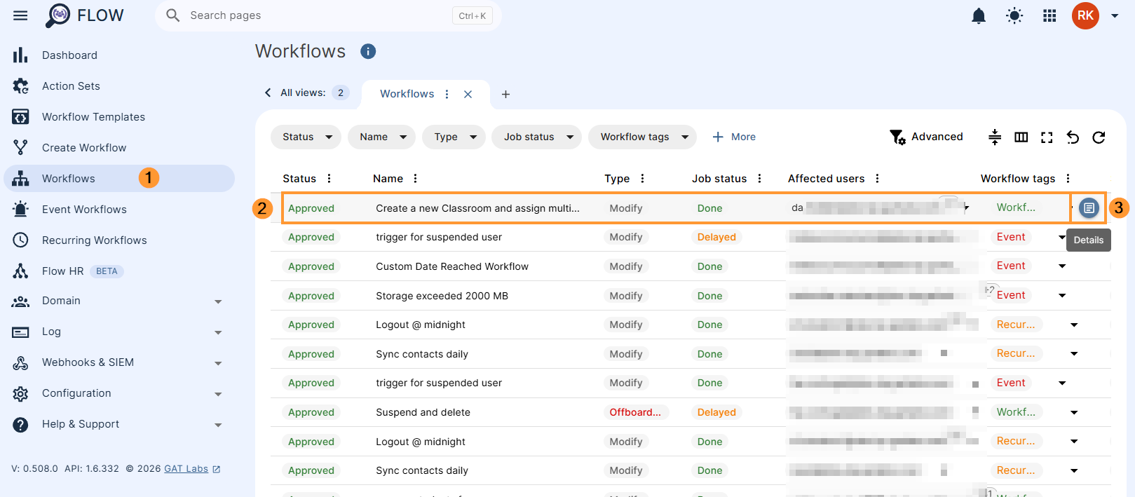Workflow results