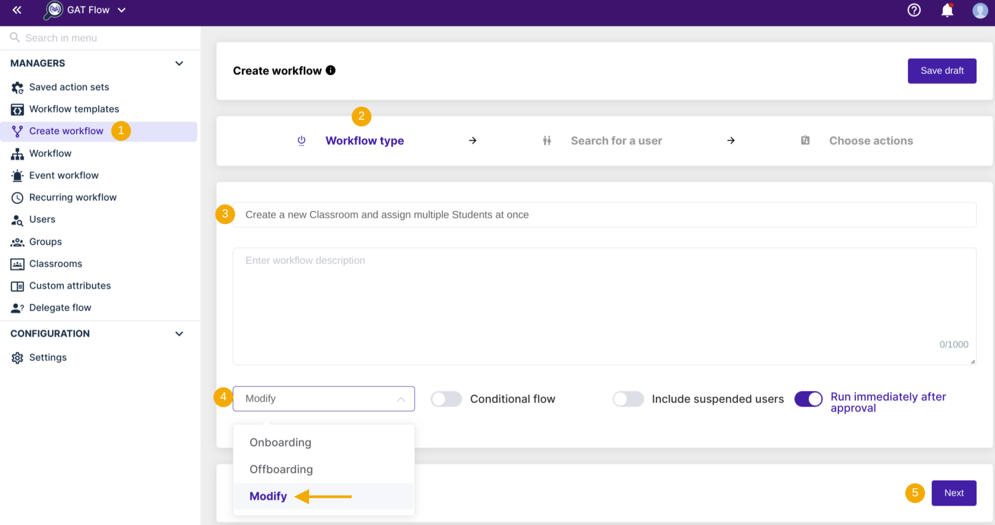 Create New Classroom and Assign Students in Bulk with GAT Flow