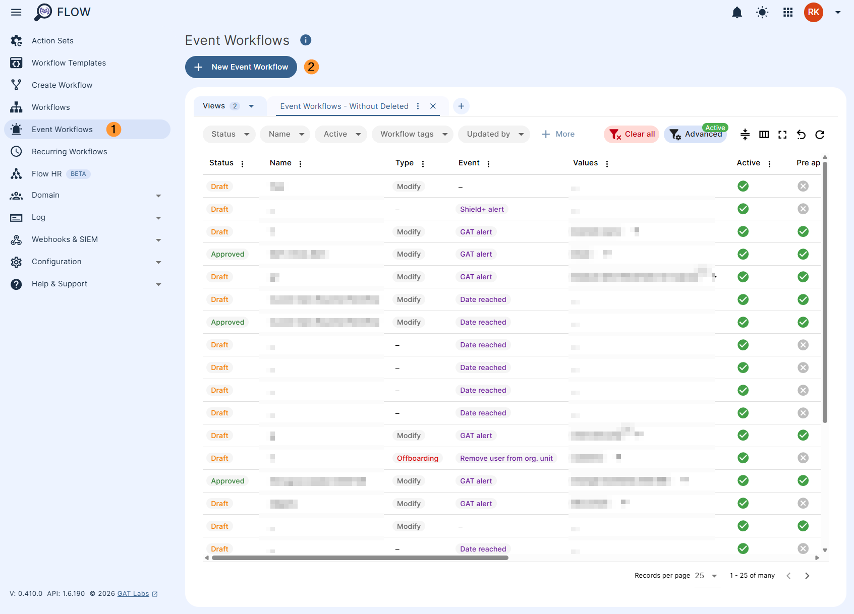 Creating a GAT Flow event workflow