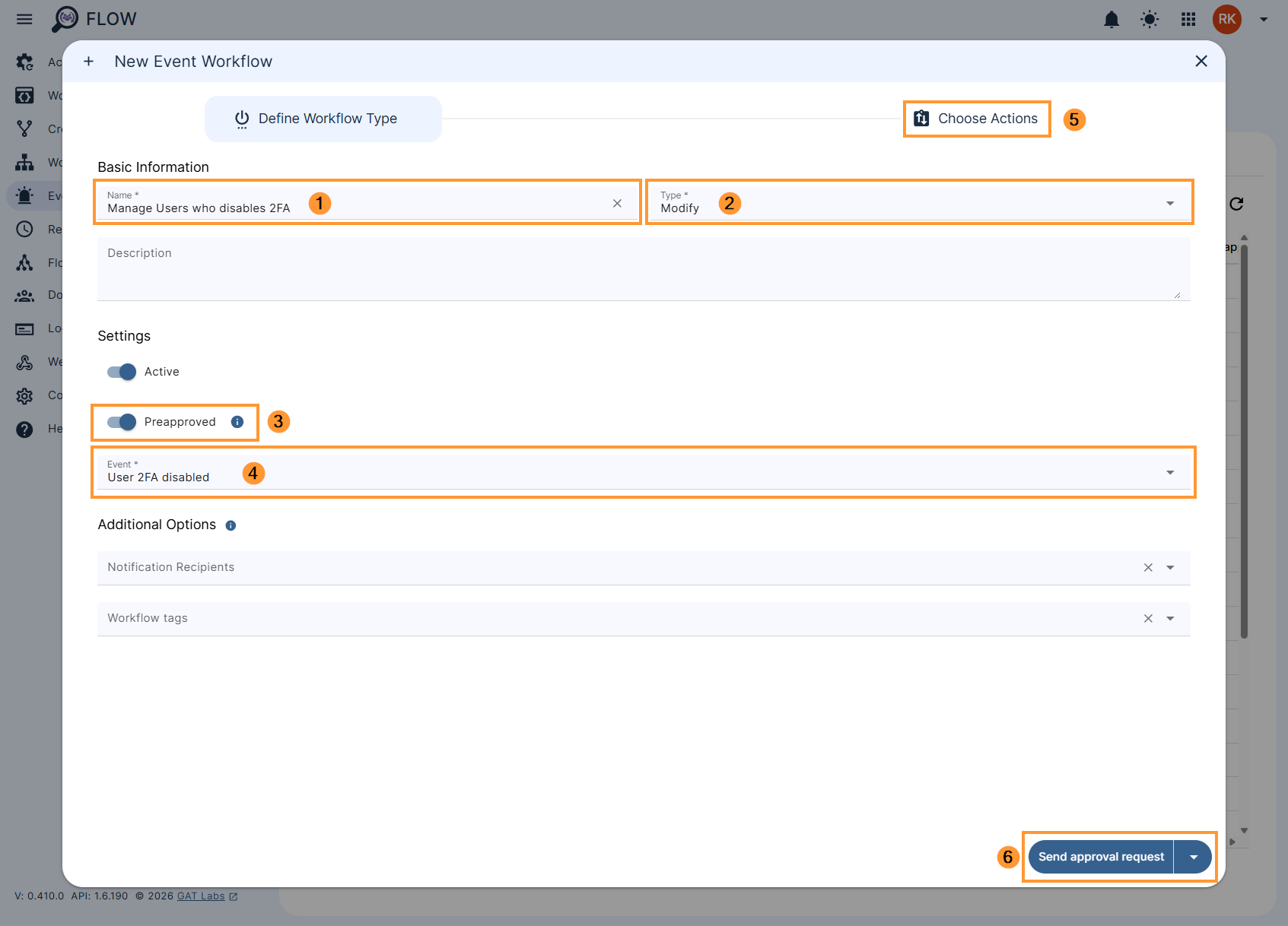 Creating event workflow