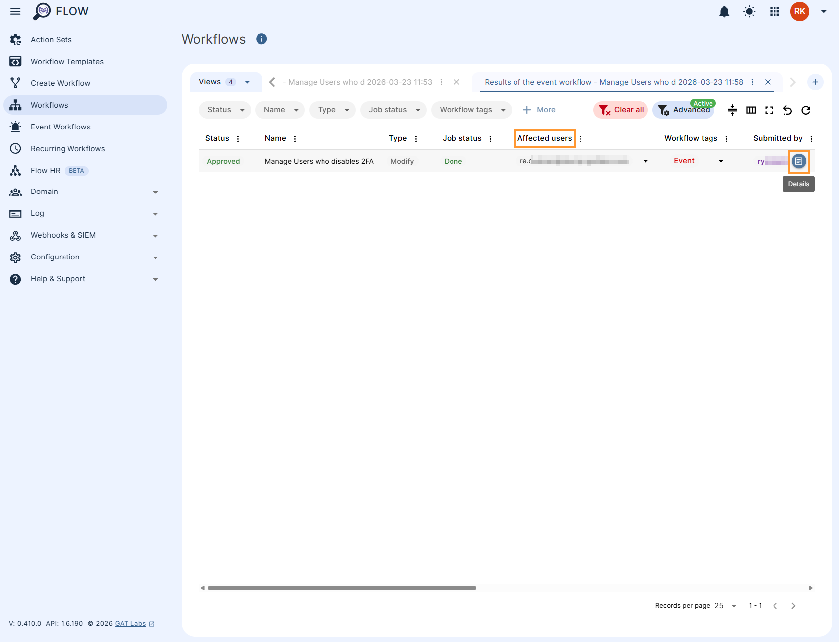Event workflow triggers
