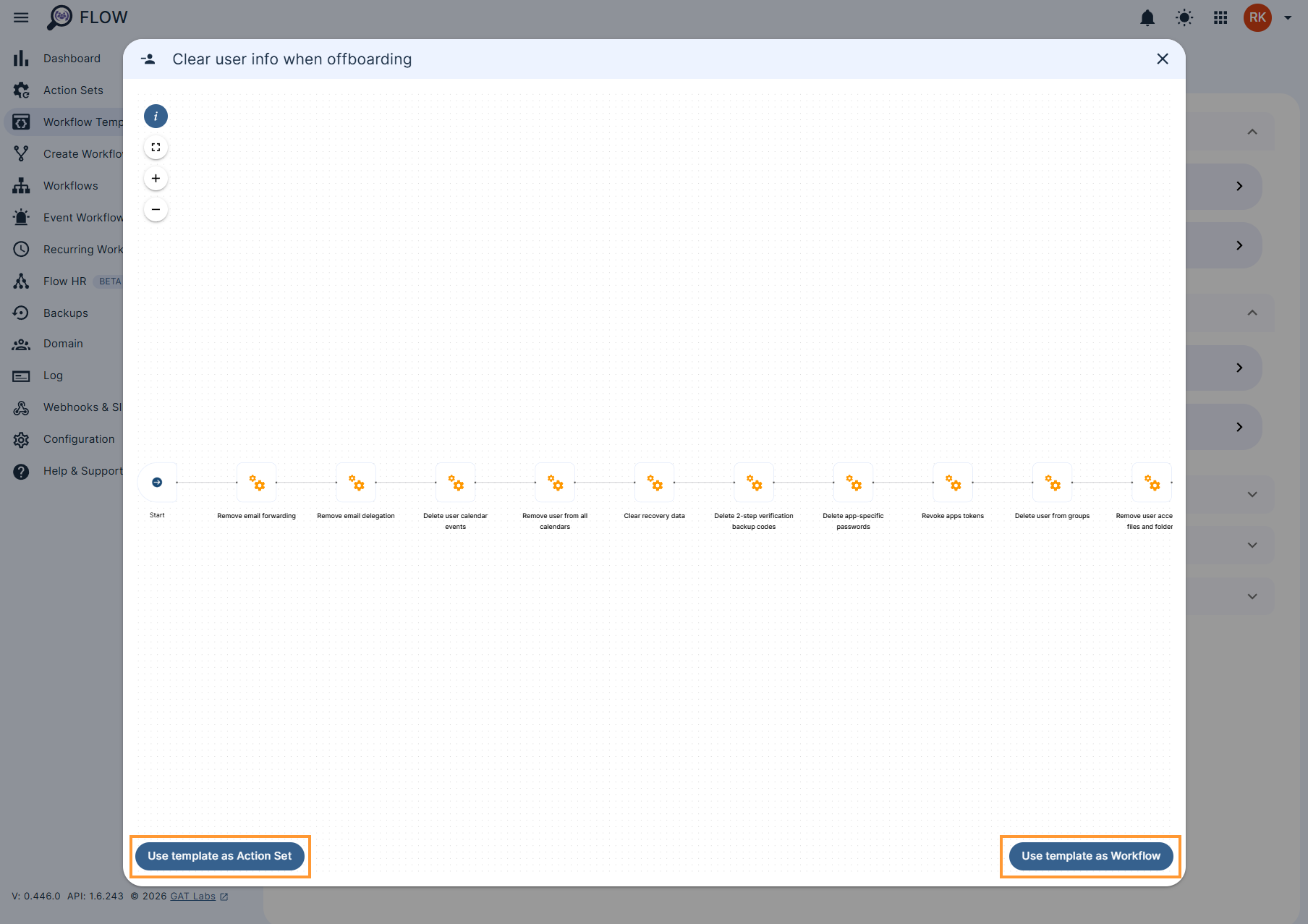 Step 3. Two ways to use template: as Action Set and as Workflow