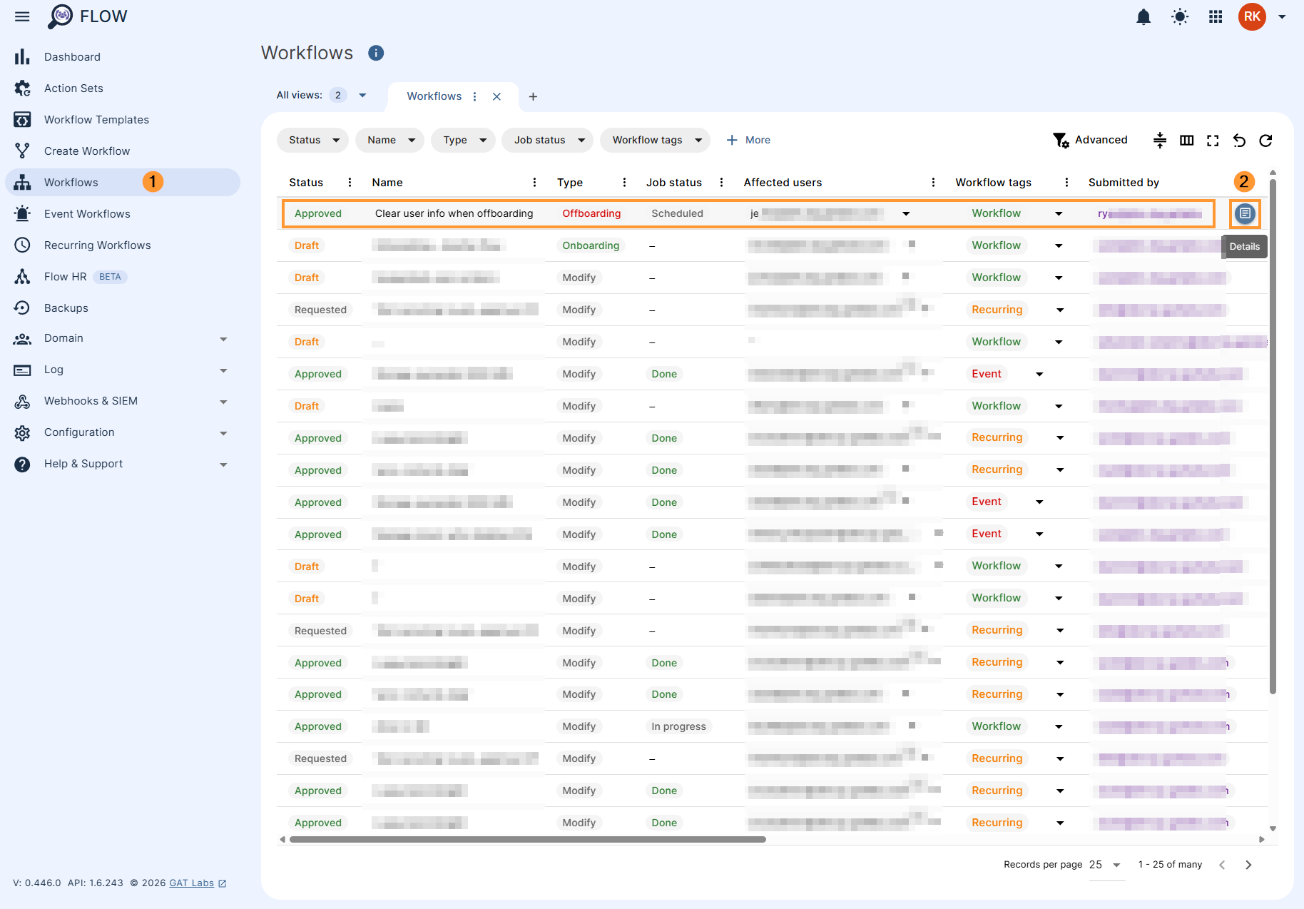 Checking the status of the workflow (results)