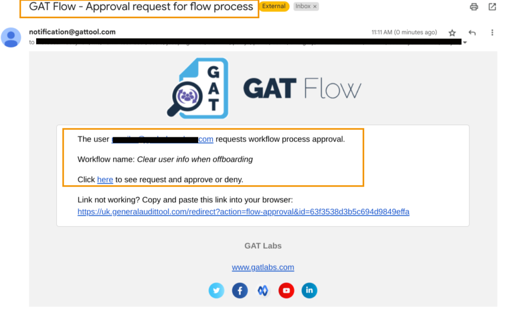 Step 4. Approval request for flow process