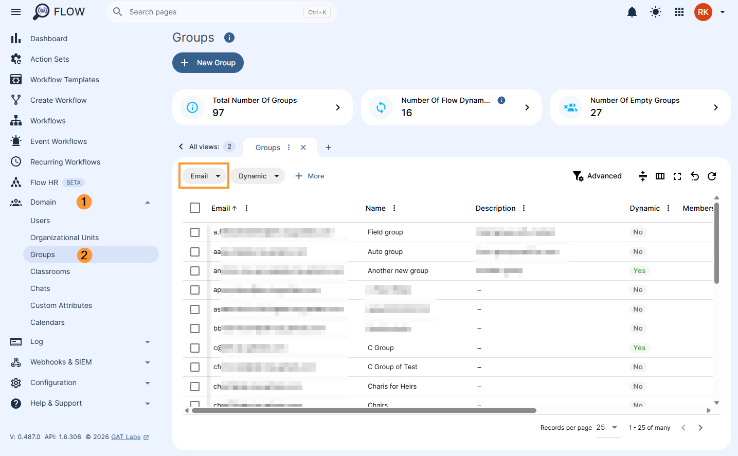 Groups in Flow