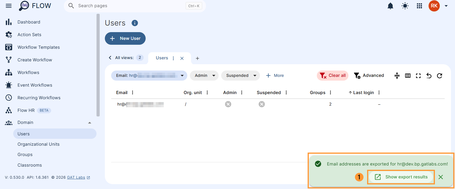 Step 3. Show export results