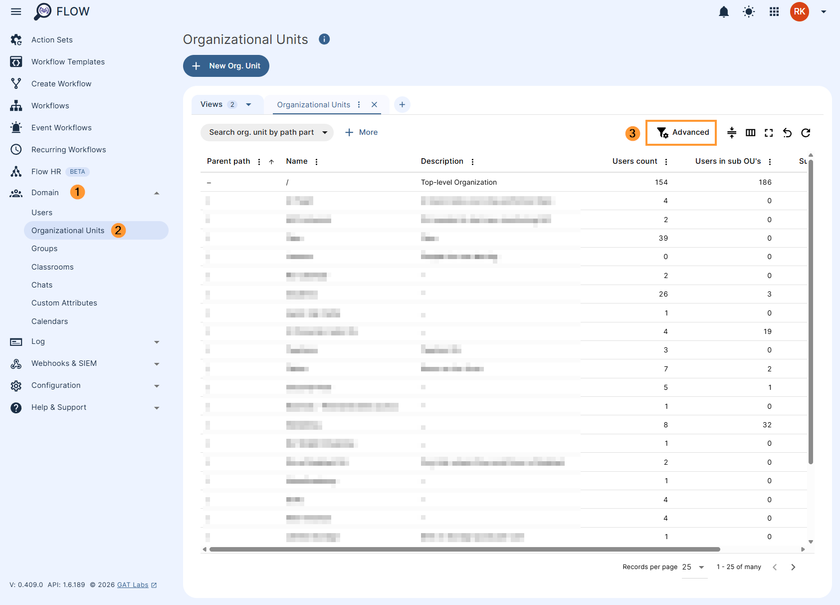 Step 1. Organizational Units module