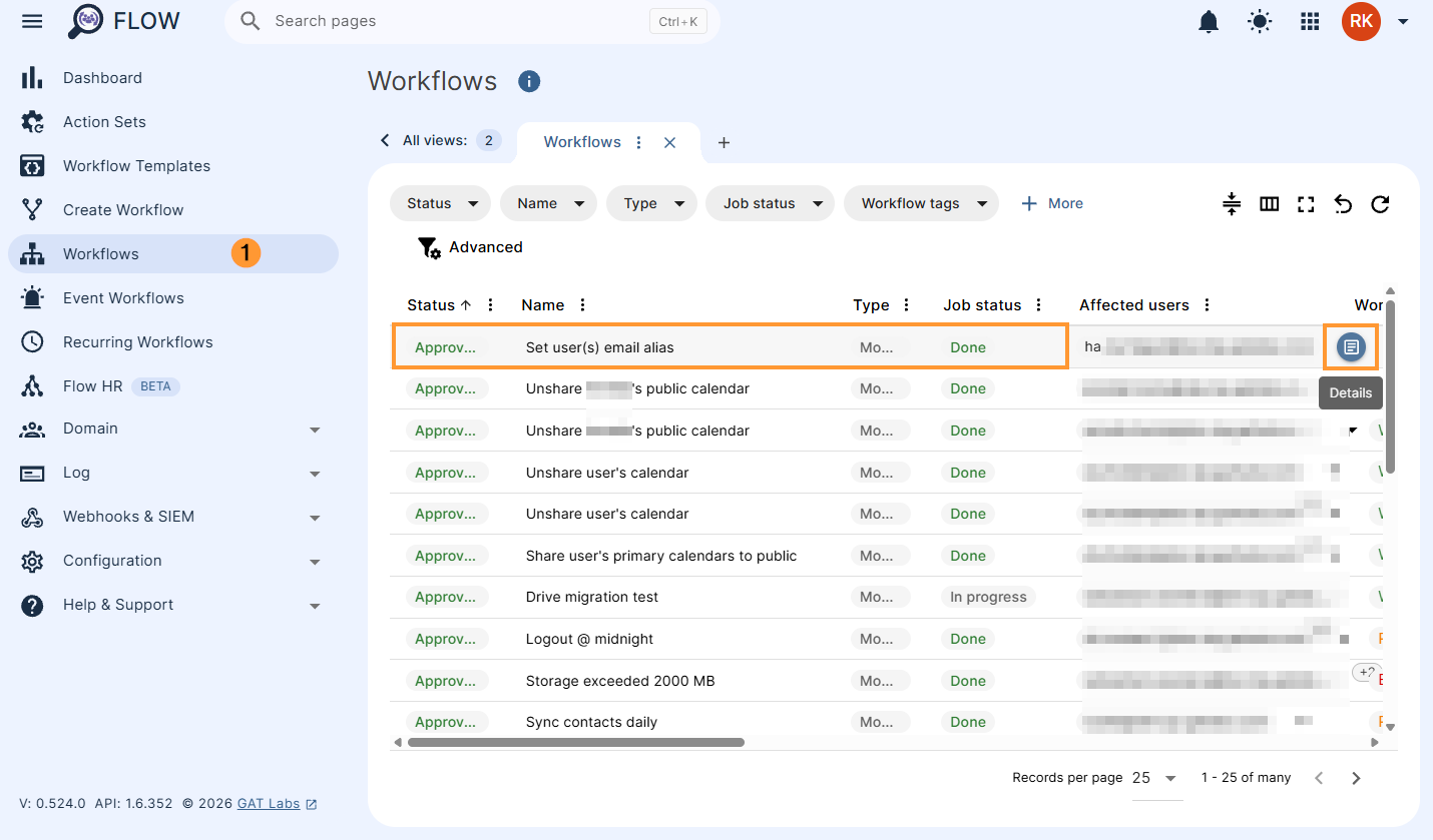 Workflow results