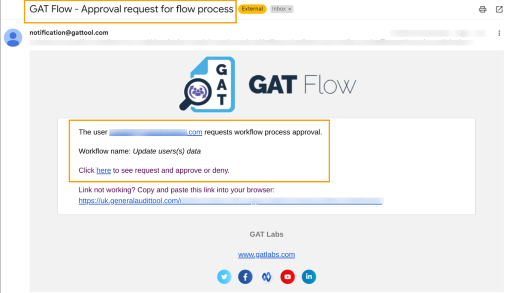 Step 4. Approval request for flow process