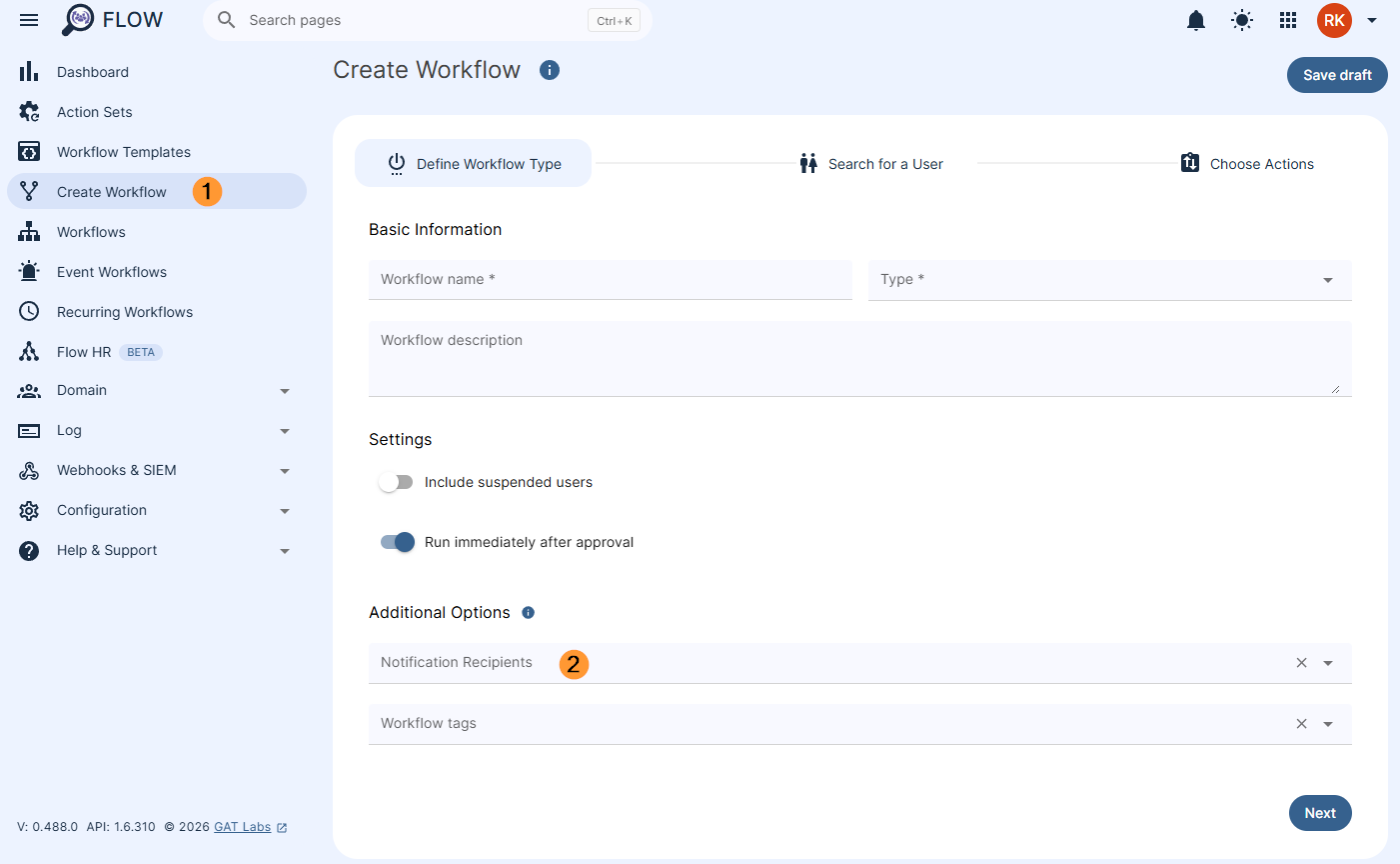 Setting the workflow to send notification of workflow completion
