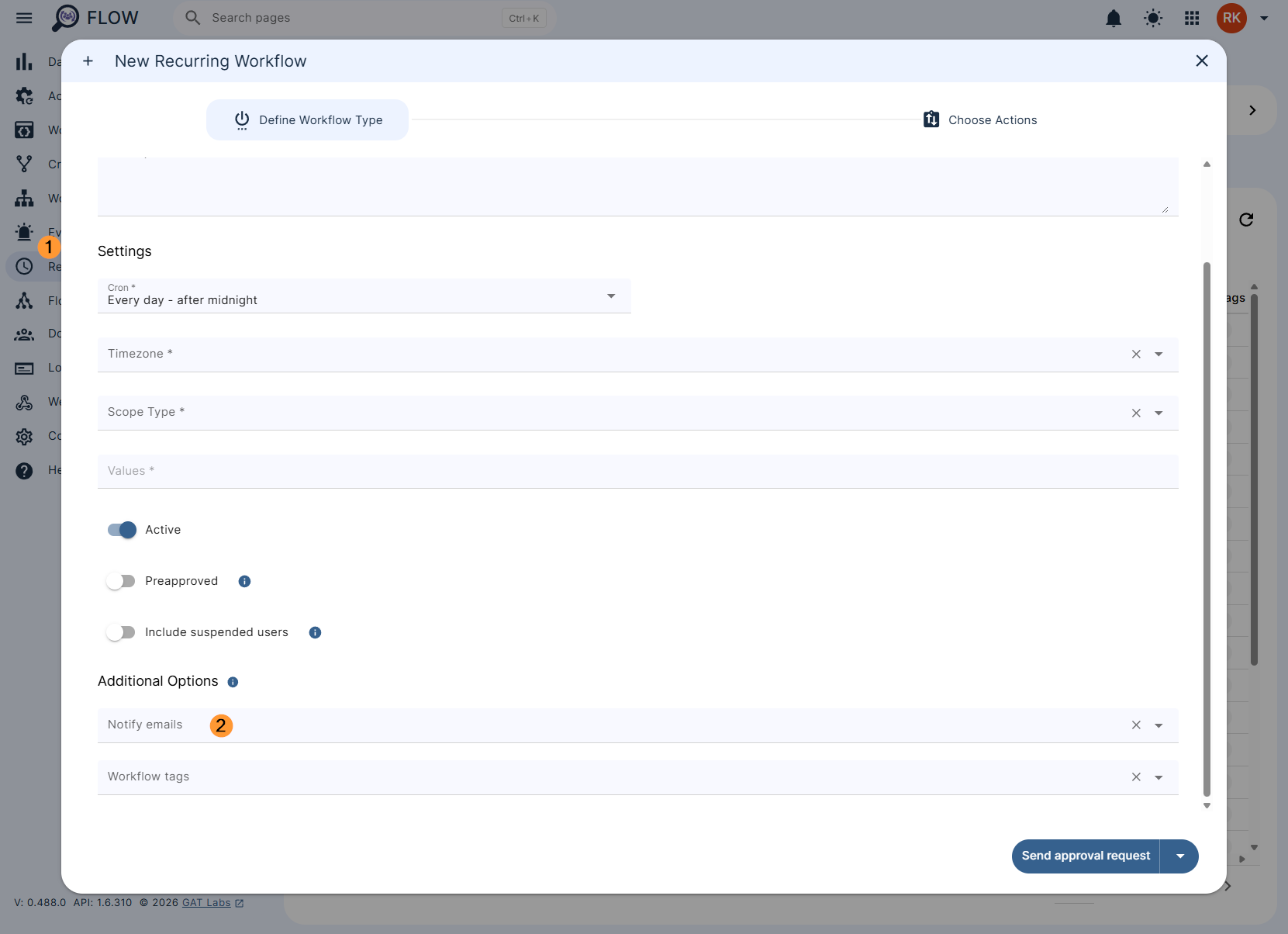 Setting the event/recurring workflow to send notification of workflow completion
