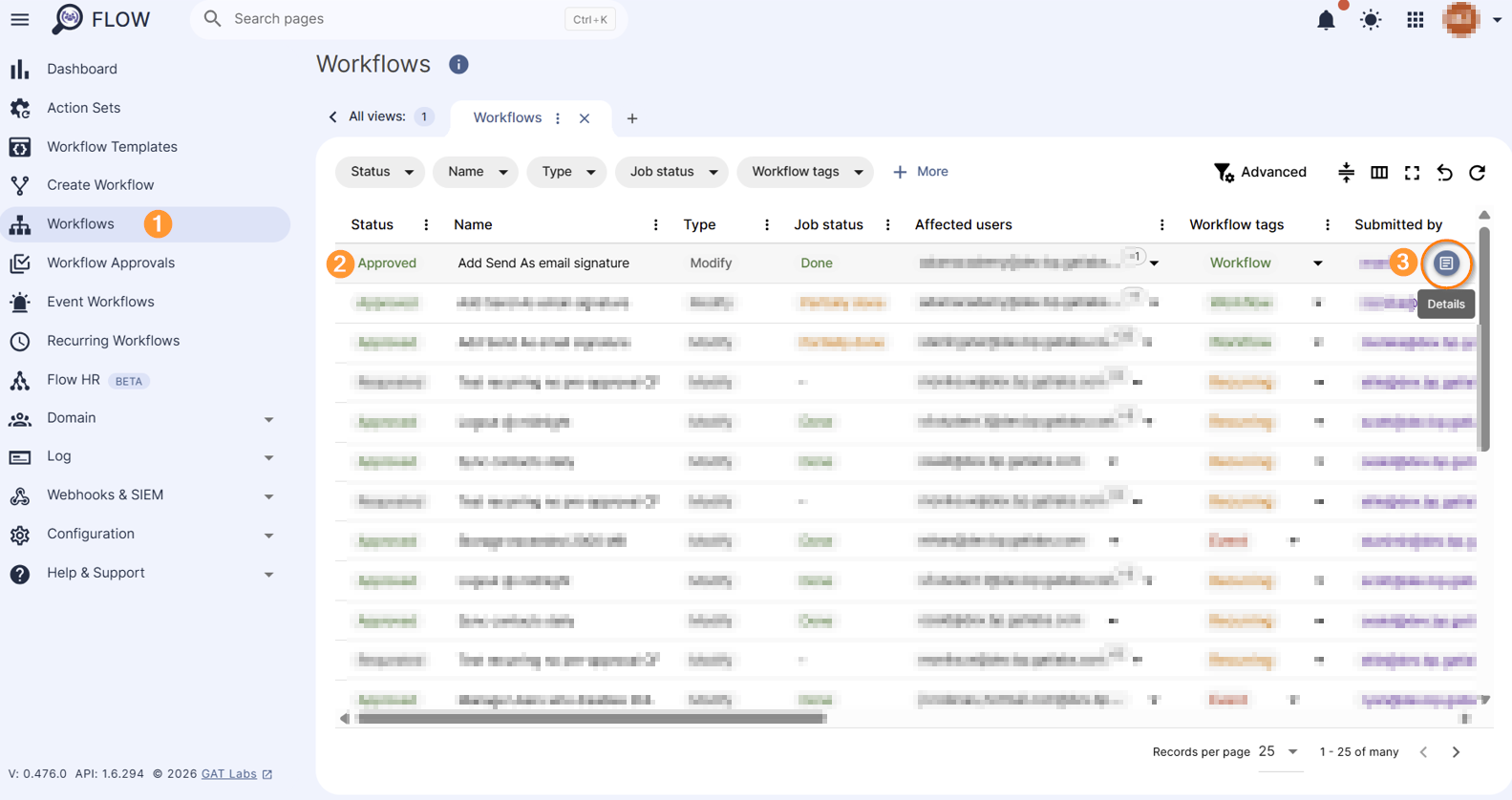 Workflow details section.