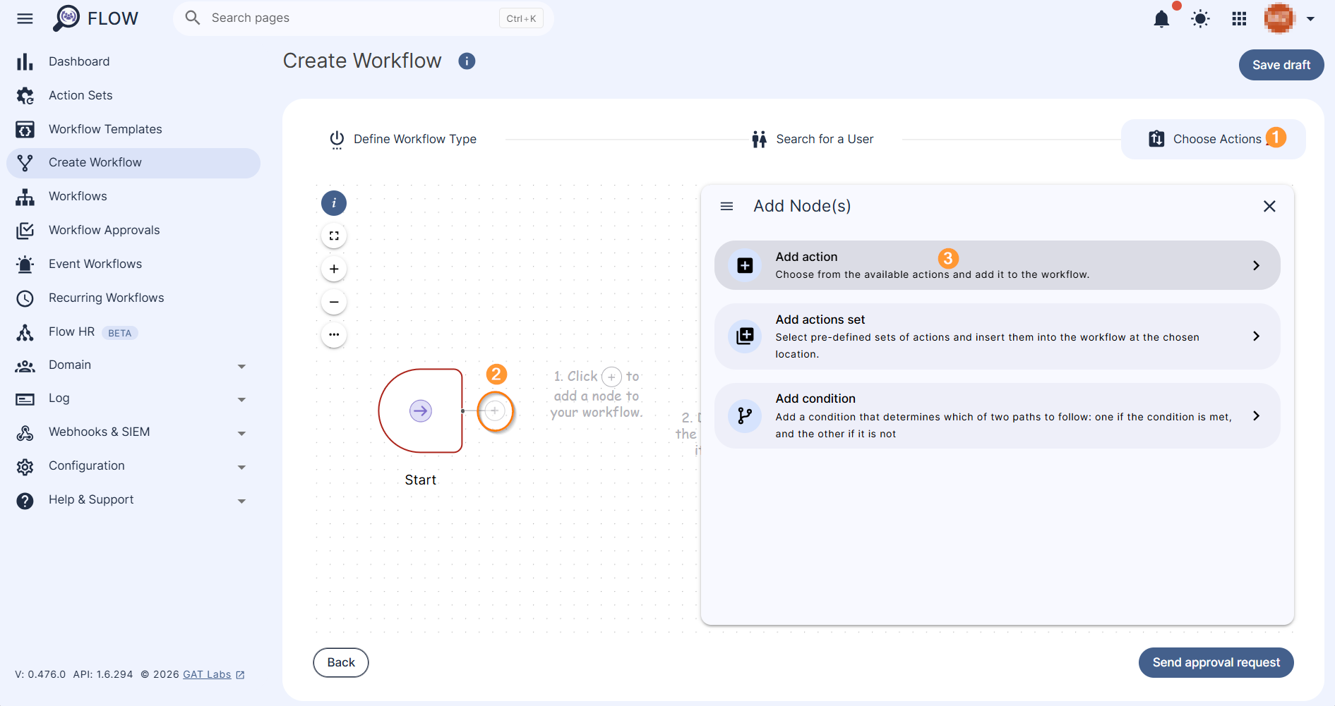 Choose Actions section is displayed.