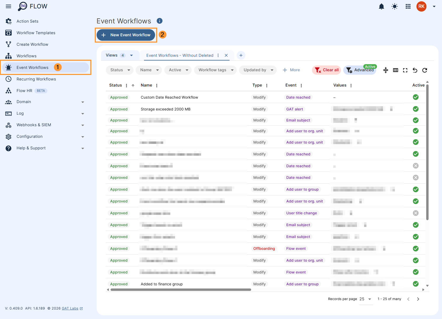 Creating an event workflow