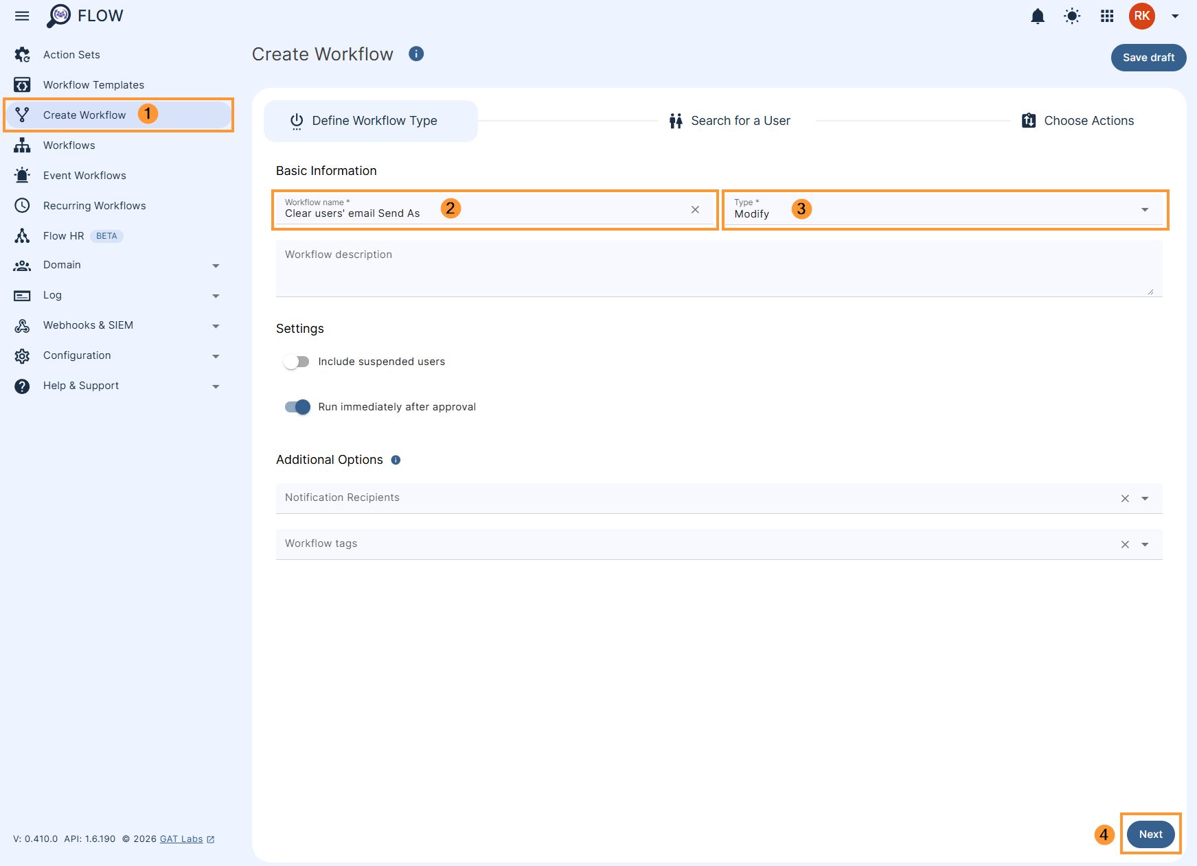 Create workflow steps 