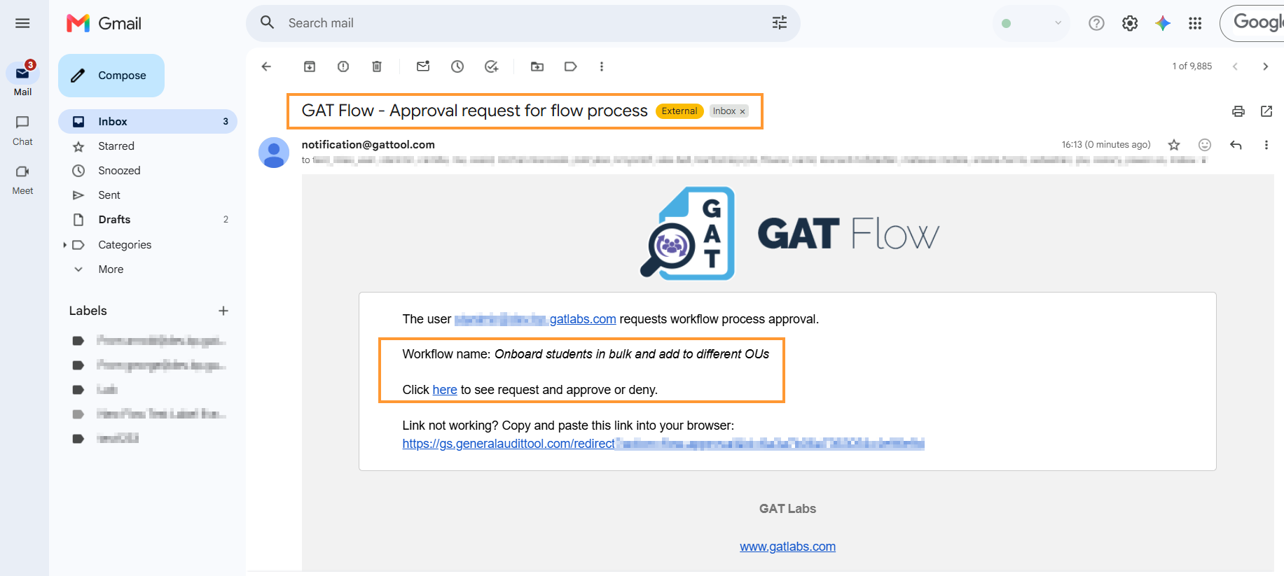 Lastly, after sending it, the Security Officer has to approve the request. They will receive an email that will lead them to the approval page.