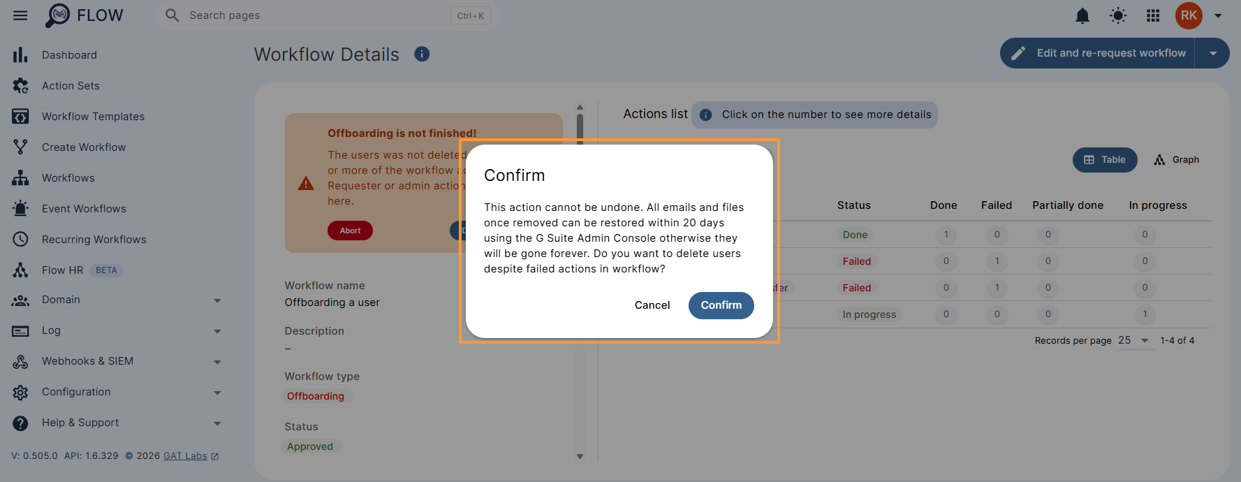 Delete users anyways confirmation box