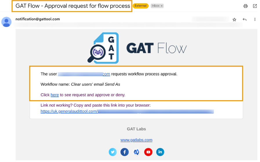 Approval request for flow process