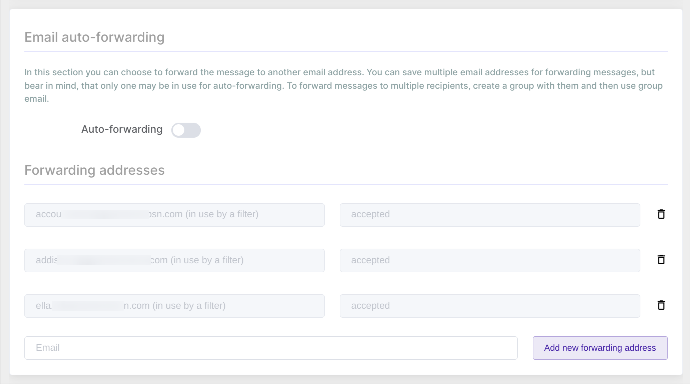 Forwarding Addresses