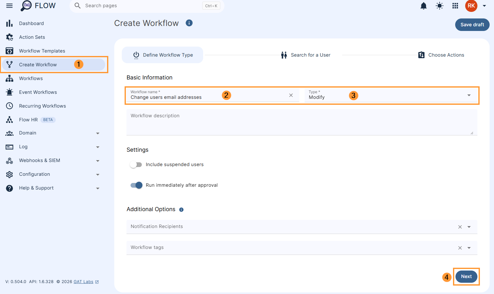 Creating a workflow to change users email addresses