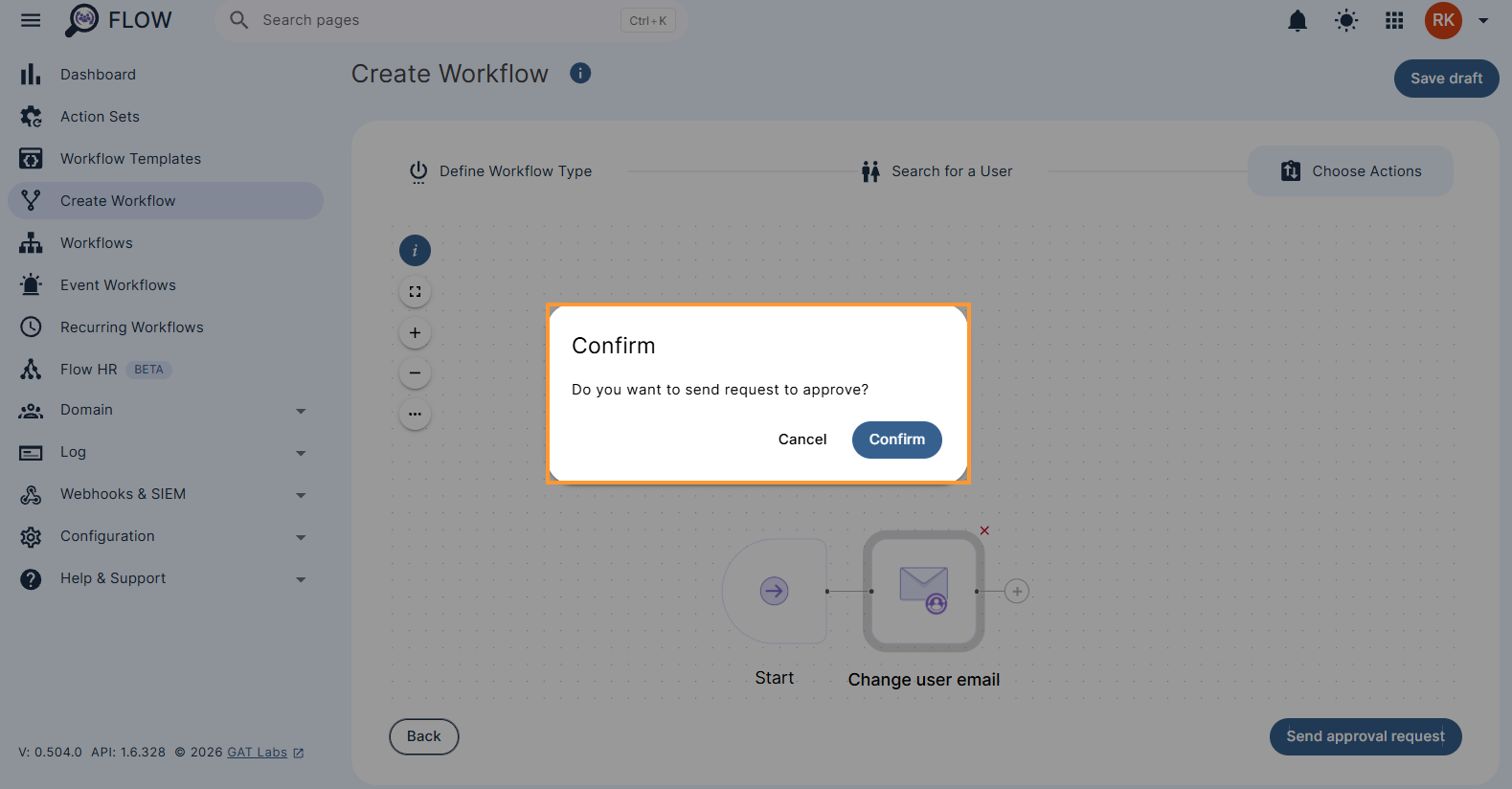 Submitting the workflow for approval