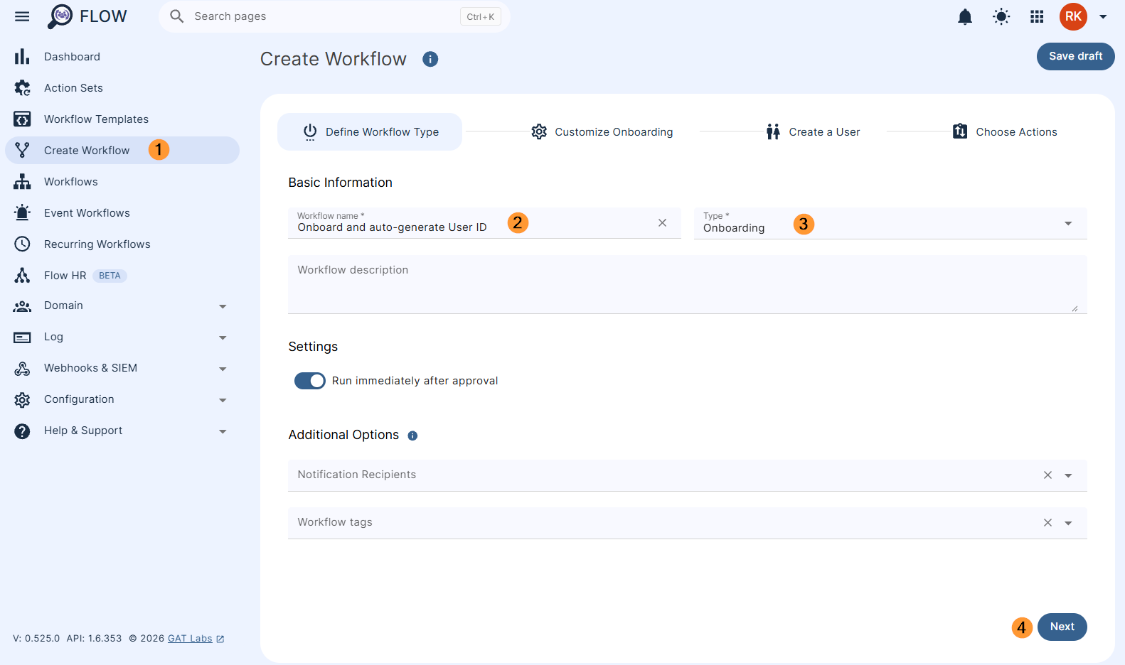 Creating a workflow to 'Onboard and auto-generate User ID'