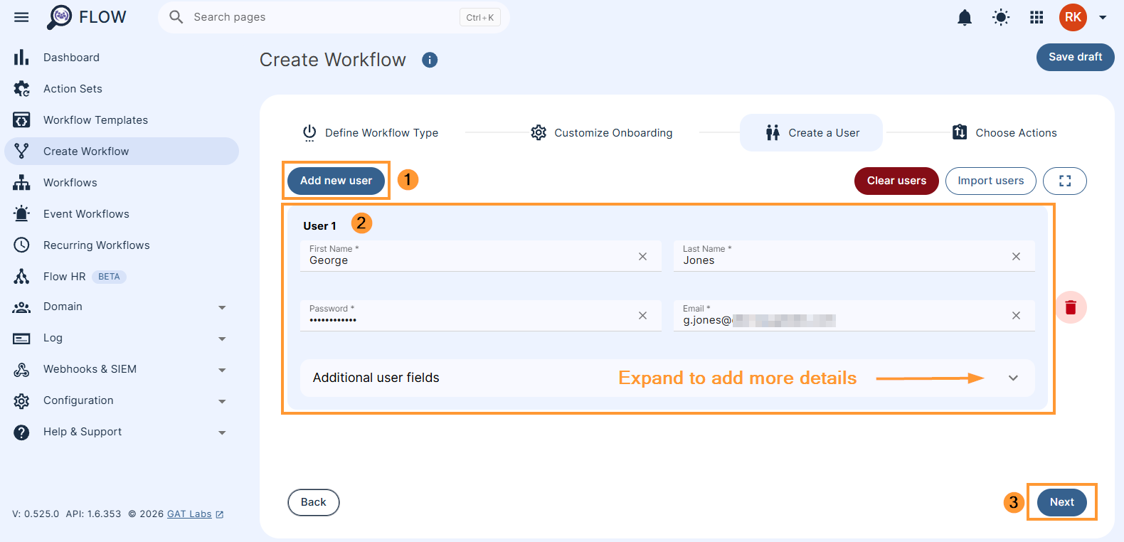 Creating a user in Flow