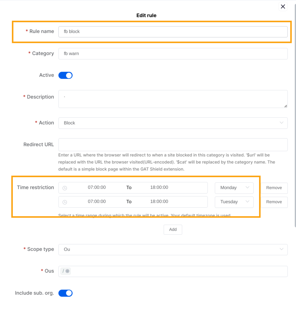 Test defined rules