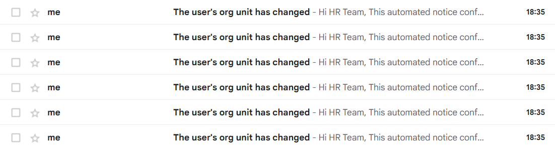 Workflow emails
