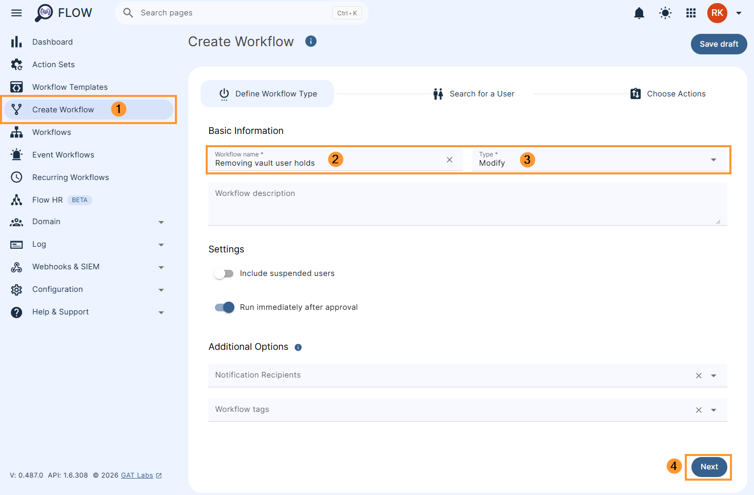 Creating a workflow to remove vault user holds in Flow