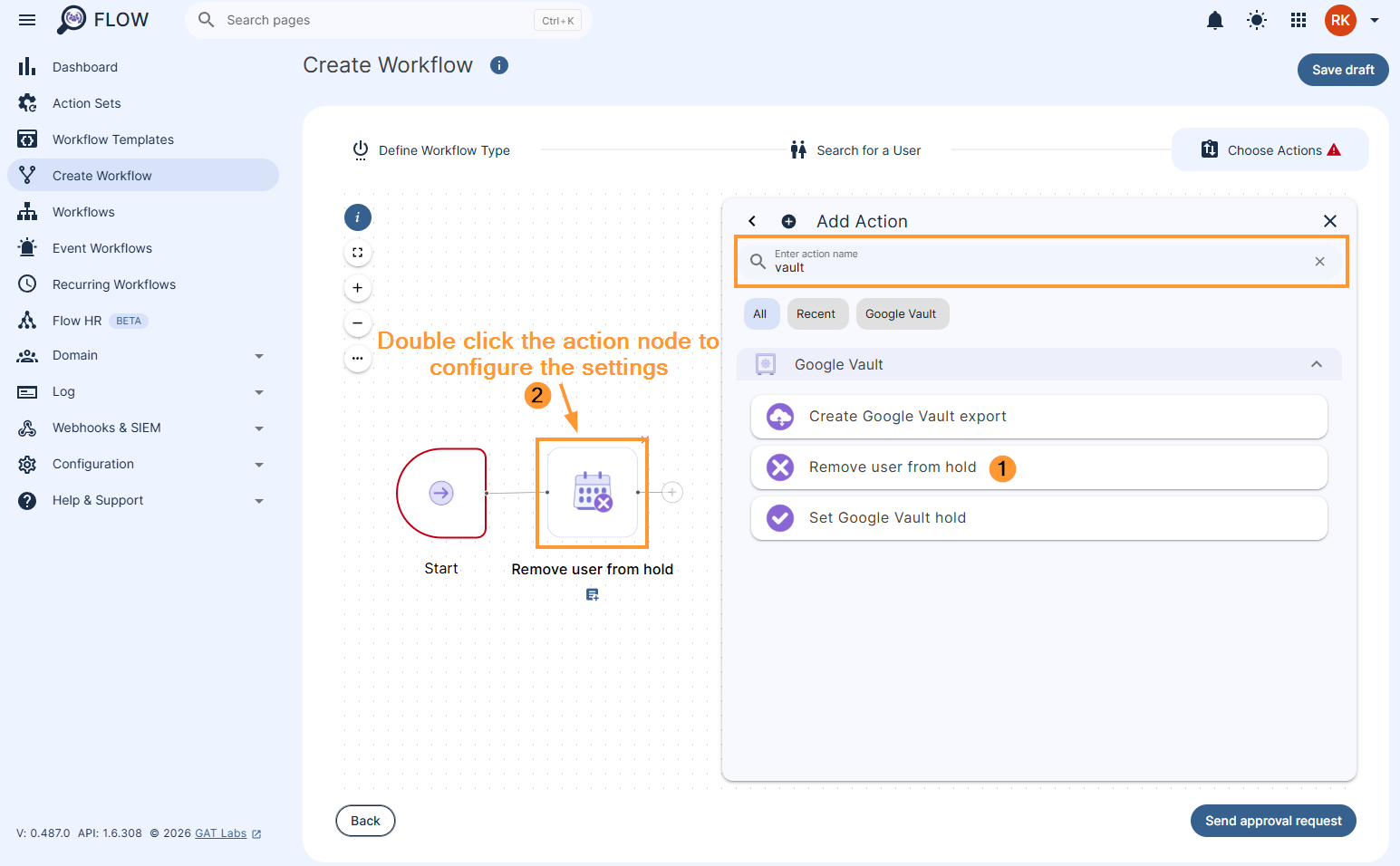 Adding the action 'Remove user from hold'