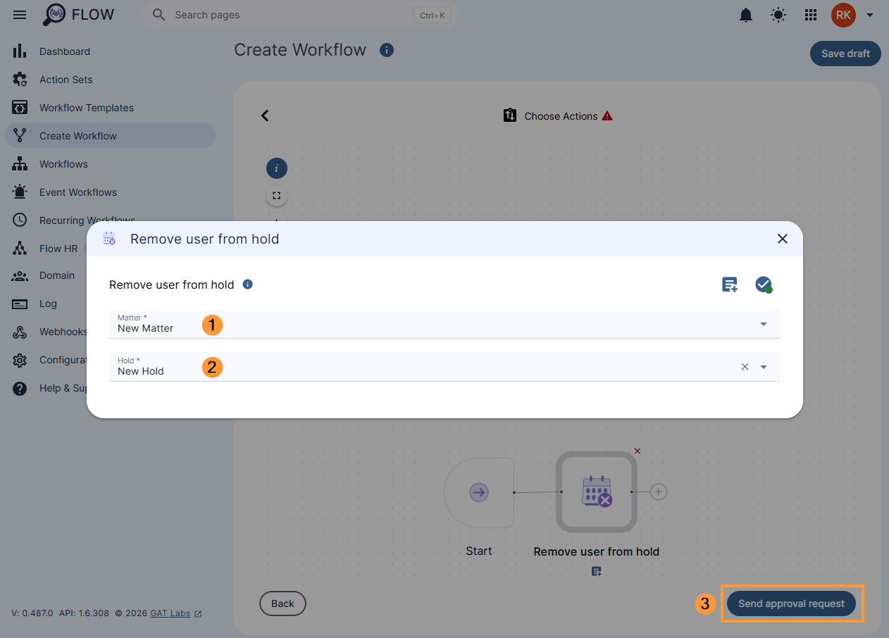 Configuring the 'Remove user from hold' settings in Flow